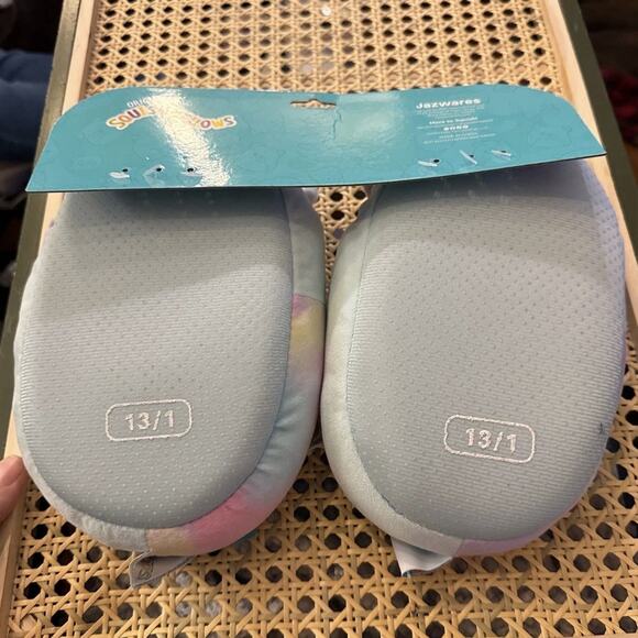 Original Squishmallows Kids Slippers 13/1 Unicorn Pastel Tie Dye Plush Jazwares - Picture 2 of 8